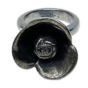 Chanel Camellia Black Leather ring